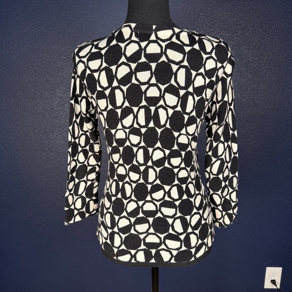 Y2K Merona Black and White Geometric Print Cardigan, Size XS - Picture 4 of 8